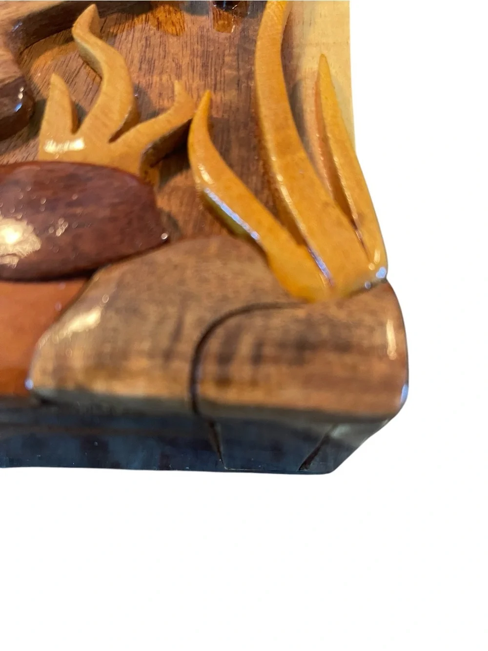Carved Wooden Manatee Puzzle Treasure Stash Box Jewelry Sea Cow